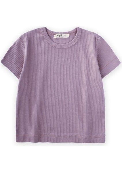 Basic Fitilli T-Shırt 1-5 Yaş Lila