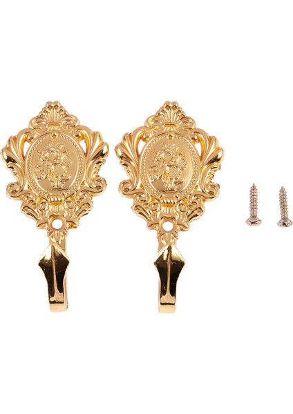 Gül Desenli Vintage Alaşım Perdelik Perde Holdbacks Tieback Kancaları 2 Adet (Altın) (Yurt Dışından)