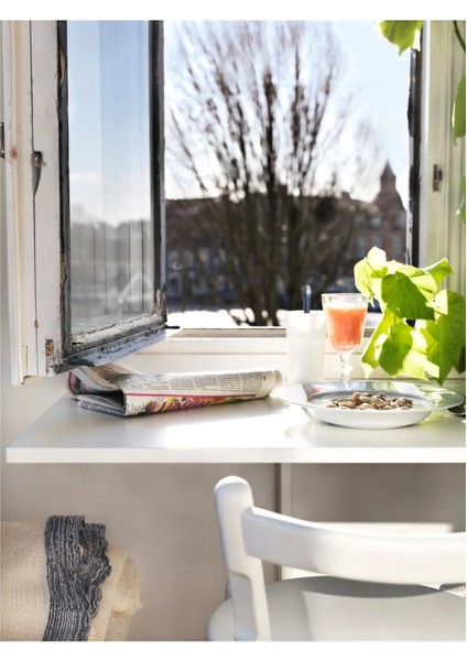 Norberg Masa Beyaz 2 Kişilik Duvara Monte 74 x 60 cm Yer Tasarruflu Katlanır