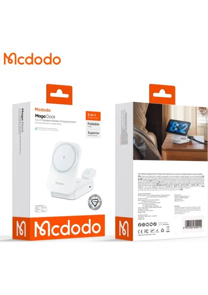 CH-5090 15W 3'ü 1 Arada Katlanabilir Kablosuz Şarj Standı modelleri