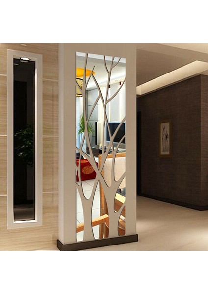 3D Akrilik Ağaç Ayna Duvar Sticker Çıkarılabilir Dıy Sanat Çıkartması Ev Dekor Duvar 100X28 cm (Yurt Dışından) fırsatları