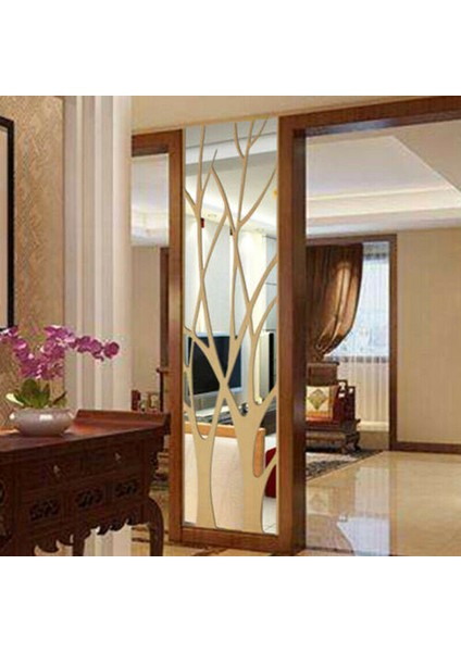 3D Akrilik Ağaç Ayna Duvar Sticker Çıkarılabilir Dıy Sanat Çıkartması Ev Dekor Duvar 100X28 cm (Yurt Dışından) indirimleri