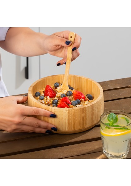 2074 Küçük Boy Doğal Bambu Salata Kasesi 18CM fiyatları