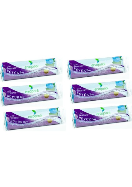 Evsel Büyük Çöp Torbası 65 x 80 cm 6 Rulo 60'lı Çöp Poşeti