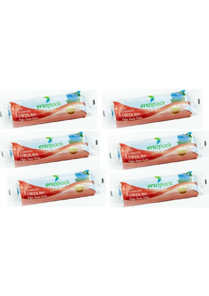 Evsel Orta Çöp Torbası 55 x 60 cm 6 Rulo 120'li Çöp Poşeti
