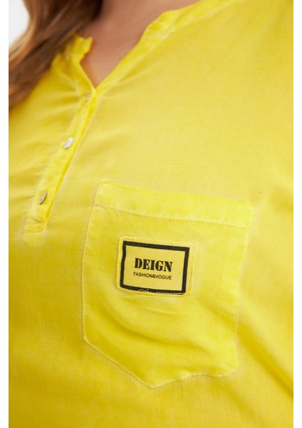 Arma Detaylı Büyük Beden Yıkamalı Bluz Sarı fiyatları