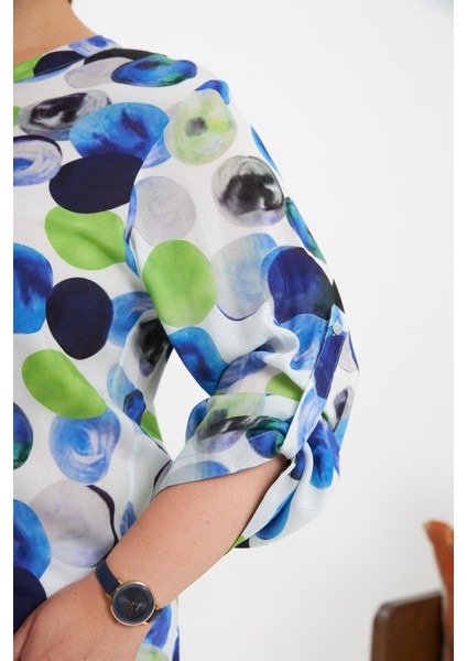 Desenli Kol Apoletli Büyük Beden Bluz Ekru fırsatları