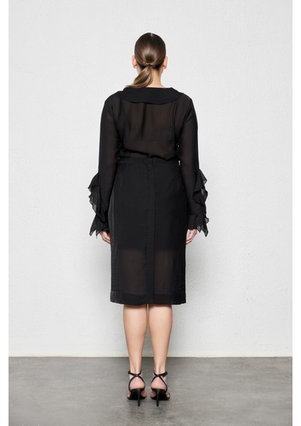 Beyond Büyük Beden Yarı Transparan Midi Etek Siyah fırsatları