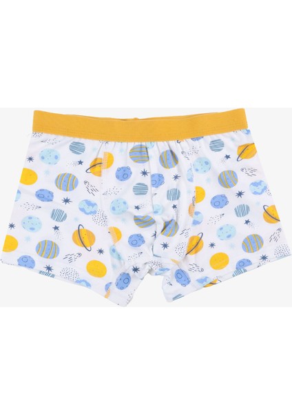 Erkek Çocuk Pamuklu Uzay Baskılı 3'lü Boxer