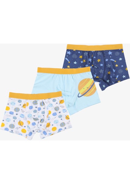 Erkek Çocuk Pamuklu Uzay Baskılı 3'lü Boxer fırsatları