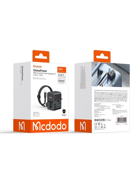 CP-3260 25W Evrensel Seyahat Adaptör Type-C To Type-C Kablo Dahili fırsatları