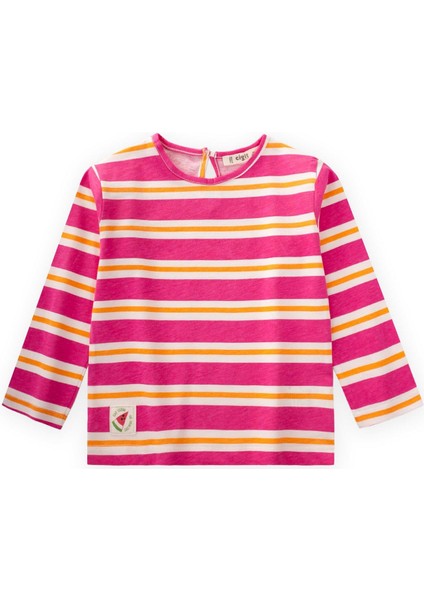 Çizgili Uzun Kollu T-Shırt 2-8 Yaş Fuşya Turuncu Çizgili