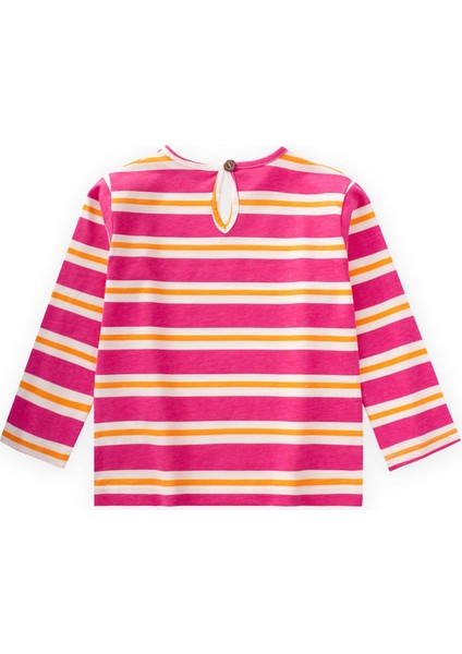 Çizgili Uzun Kollu T-Shırt 2-8 Yaş Fuşya Turuncu Çizgili fiyatları