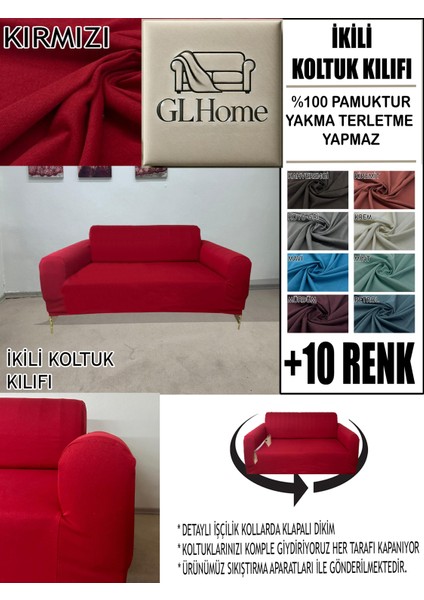%100 Pamuk Fransız Kumaş Çift Kişilik Komple Giydirme 2'li Kanepe, Bohem, Vb Model Koltuk Kılıfı