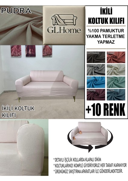 %100 Pamuk Fransız Kumaş Çift Kişilik Komple Giydirme 2'li Kanepe, Bohem, Vb Model Koltuk Kılıfı