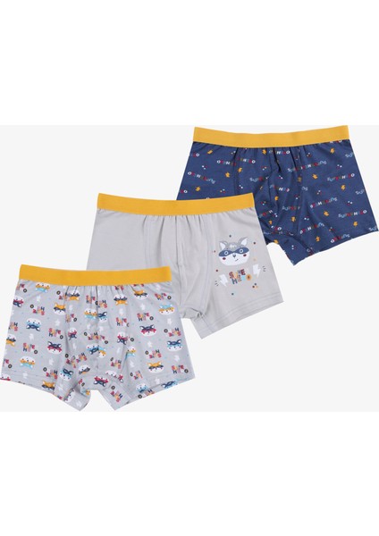 Erkek Çocuk Pamuklu Uzay Baskılı 3'lü Boxer fırsatları