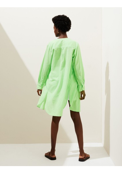 Saf Pamuklu Uzun Kollu Plaj Elbisesi fırsatları