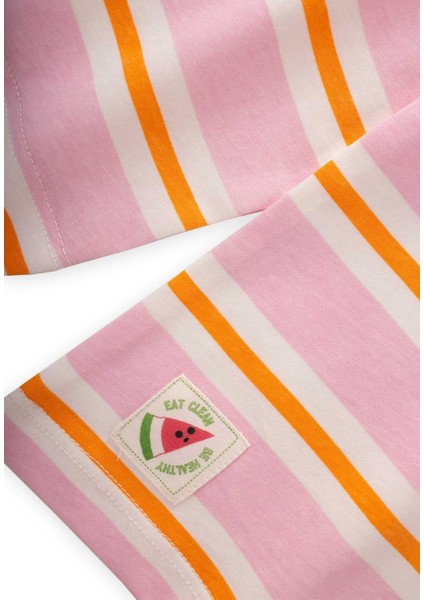 Çizgili Uzun Kollu T-Shırt 2-8 Yaş Pudra Turuncu Çizgili fırsatları