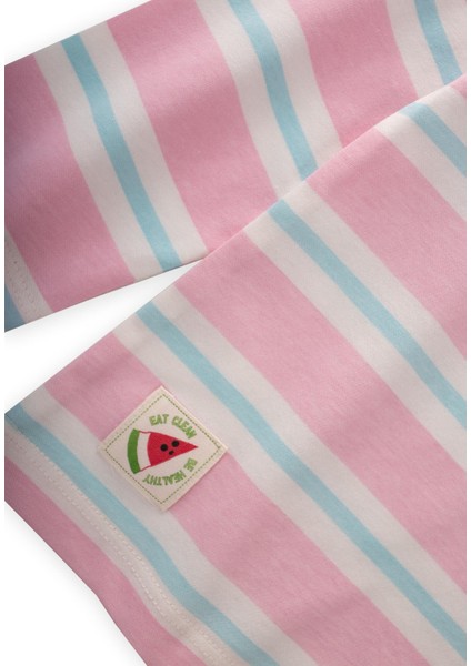 Çizgili Uzun Kollu T-Shırt 2-8 Yaş Pudra Mavi Çizgili modelleri