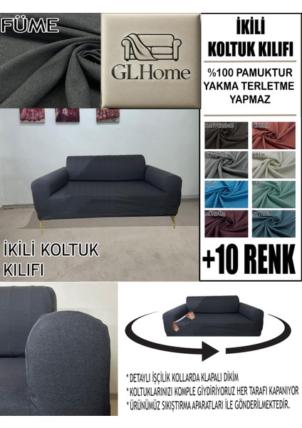 %100 Pamuk Fransız Kumaş Çift Kişilik Komple Giydirme 2'li Kanepe, Bohem, Vb Model Koltuk Kılıfı