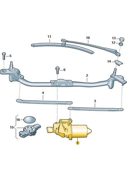 Skoda Rapid 2012-2016 Ön Cam Silecek Motoru 5JB955113 modelleri