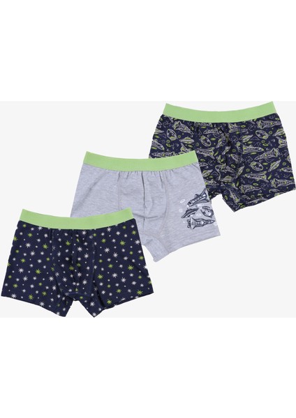 Erkek Çocuk Pamuklu Uzay Baskılı 3'lü Boxer fırsatları