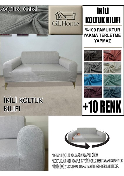 %100 Pamuk Fransız Kumaş Çift Kişilik Komple Giydirme 2'li Kanepe, Bohem, Vb Model Koltuk Kılıfı