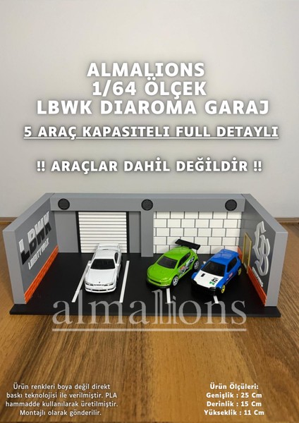 1/64 Ölçek Diaroma Araç Sergileme Garajı - Lbwk - 5 Araçlık