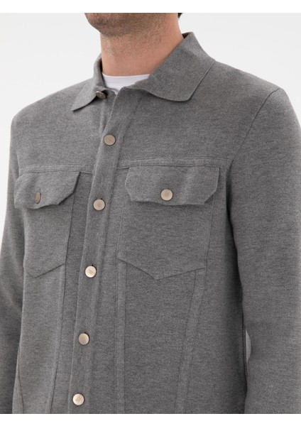 Erkek Gri Regular Fit Triko Hırka 50291621-VR024