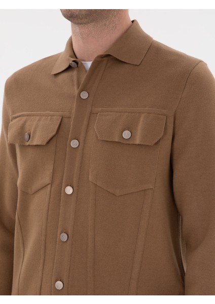 Erkek Camel Regular Fit Triko Hırka 50291621-VR015