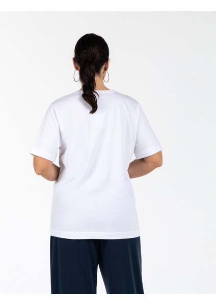 Julıan V Yaka %100 Organik Pamuk Büyük Beden T-Shirt Beyaz fiyatları
