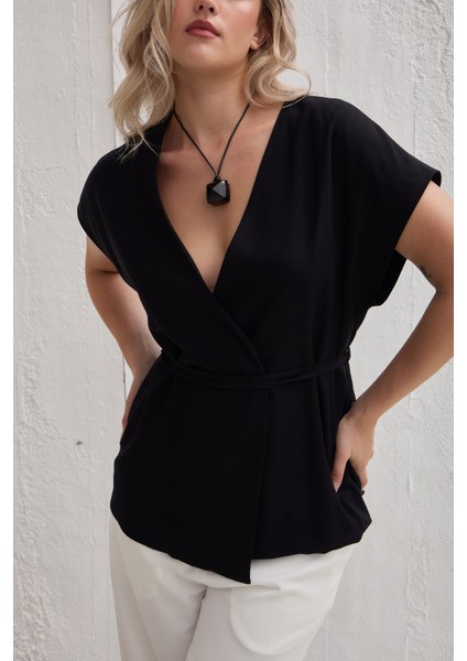 Hylda Büyük Beden Kruvaze Yelek Siyah modelleri