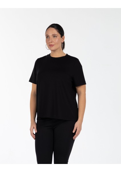 Murphy Bisiklet Yaka %100 Organik Pamuk Büyük Beden T-Shirt Siyah modelleri