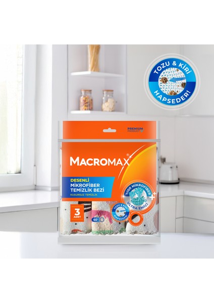 Desenli Mikrofiber Temizlik Bezi 3'lü Paket, Ultra Emici Toz Alıcı Çok Amaçlı Bez fiyatları