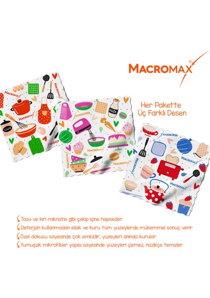 Desenli Mikrofiber Temizlik Bezi 3'lü Paket, Ultra Emici Toz Alıcı Çok Amaçlı Bez modelleri