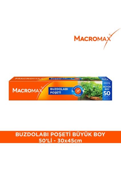 Buzdolabı Poşeti Büyük Boy 50 Adet (30x45 cm), Geniş Hacimli Saklama ve Dondurucu Poşeti