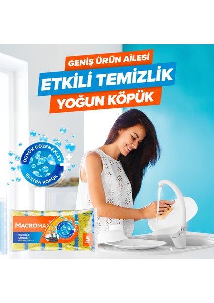 Bubble Bulaşık Süngeri 5'li Paket, Büyük Gözenekli Ekstra Köpük Teknolojisi fiyatları