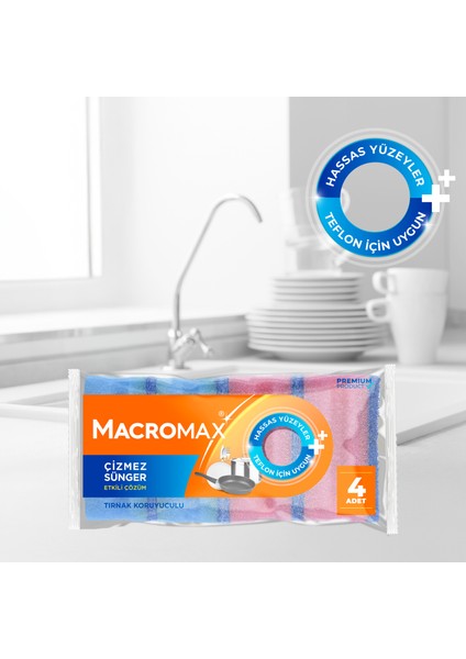 Tırnak Koruyuculu Çizmez Bulaşık Süngeri 4'lü Paket, Teflon ve Hassas Yüzeyler İçin fiyatları