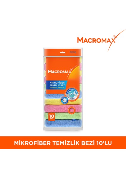 Rengarenk Mikrofiber Temizlik Bezi 10'lu Paket, Ultra Emici ve Kiri Hapseden Çok Amaçlı Yüzey Bezi