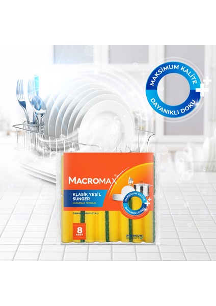 Tırnak Koruyuculu Bulaşık Süngeri 8'li Paket, Ergonomik Yeşil Klasik Sünger fiyatları