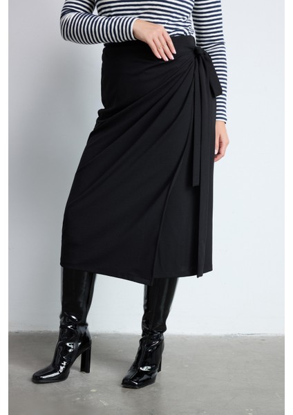 Adıso Anvelop Büyük Beden Midi Etek Siyah modelleri