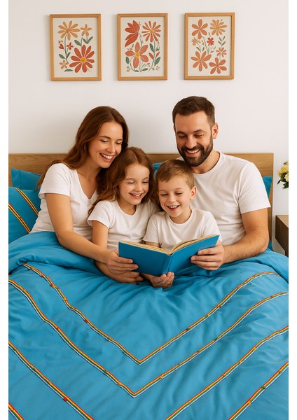 Marsılya Özel Tasarım Nevresim Takımı Çift Kişilik Indigo