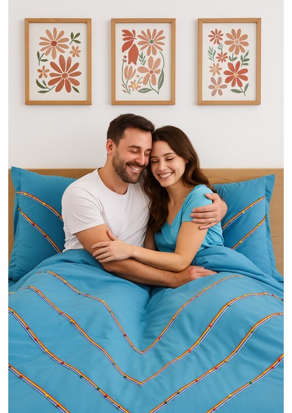 Marsılya Özel Tasarım Nevresim Takımı Çift Kişilik Indigo fiyatları