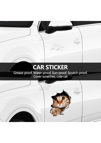 (4 Adet) 3D Kedi Araba Çıkartmaları Pencere, Kamyon, Araba, Dizüstü Bilgisayar Veya iPad Için Çıkartma / Çıkartma (Yurt Dışından) fırsatları