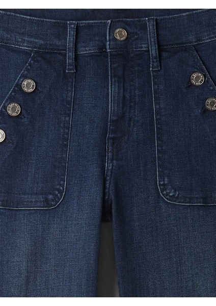 Kadın Lacivert Mid Rise Bootcut Jean Pantolon fırsatları