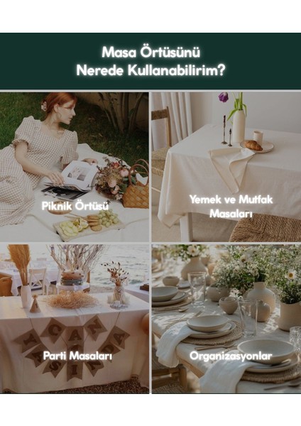 Doku | Organik Ham Keten Masa Örtüsü 110X160 cm modelleri