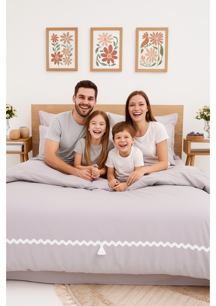 Monaco Özel Tasarım Nevresim Takımı - Çift Kişilik Gri