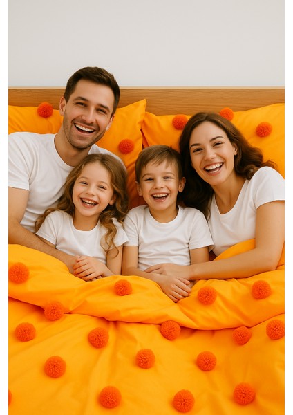 Courchevel Özel Tasarım Nevresim Takımı Çift Kişilik Turuncu