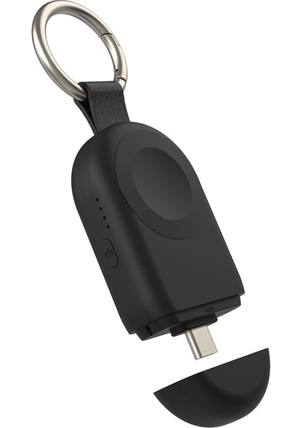 U16 Apple Watch Akıllı Saat Şarj Cihazı Mini Manyetik Kablosuz Şarj Pedi Type-C Fişli - Siyah (Yurt Dışından)