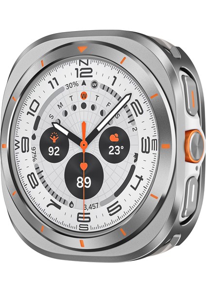 Samsung Galaxy Watch Ultra 47MM Saat Kılıfı Alüminyum Alaşım + Pc Koruyucu Kapak - Gri + Turuncu (Yurt Dışından) fiyatları